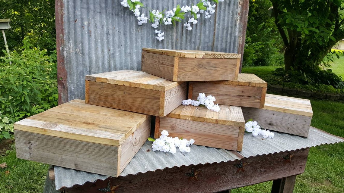 6 Rustic Cake Stand boxes 14x14 READY TO SHIP/ rustic wedding Etsy