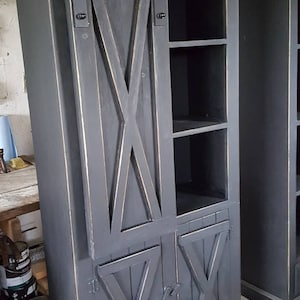 Rustic Farmhouse Cabinet: Sliding Barn Door Pine Furniture