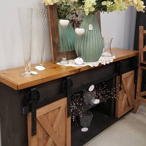 rustic farmhouse cabinet / living room furniture / tv stand / barn doors media console cabinet / farmhouse furniture / rustic furniture