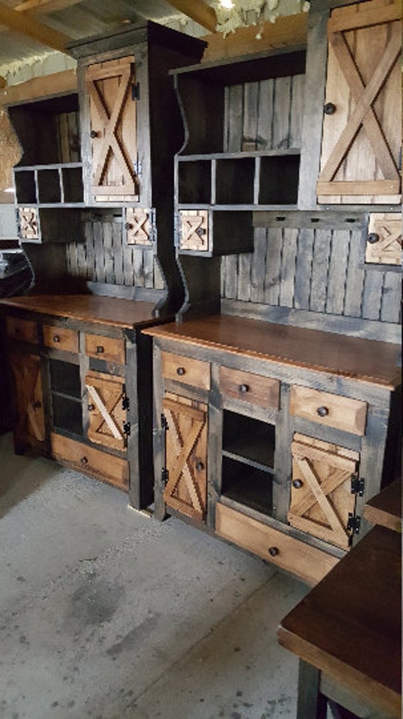 Country Rustic Wooden Farmhouse Cabinet with Drawers 