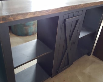 black tv stand media console / farmhouse furniture / hallway table / rustic furniture / kitchen buffet / entertainment center / farmhouse