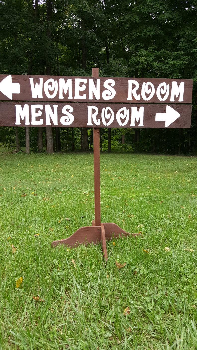 Free standing sign / restroom sign rustic wedding signs Etsy