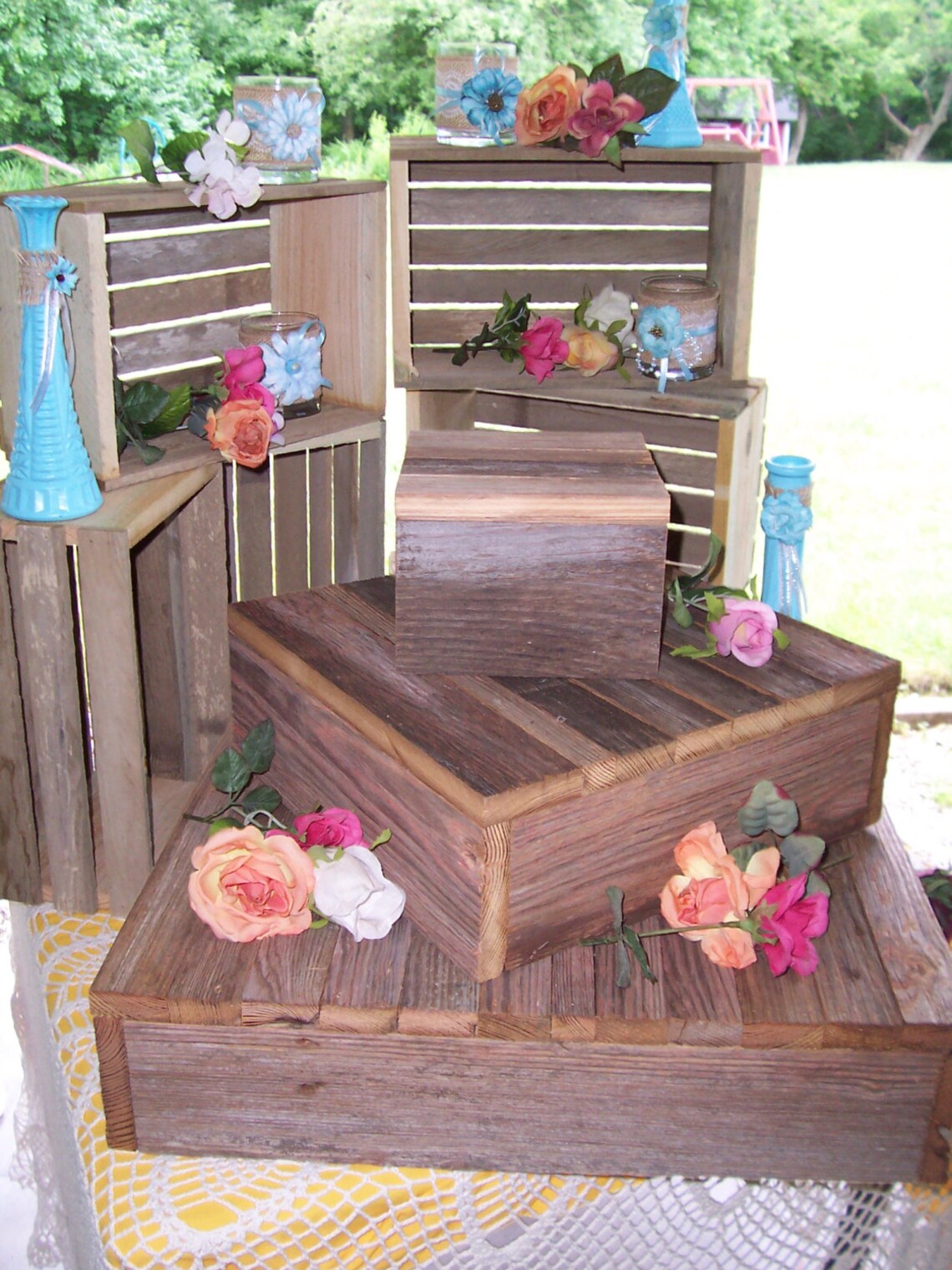 Rustic cake stands BUNDLE crates rustic cupcake stand wedding Etsy