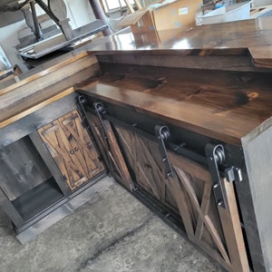 L shape bar 8x5 cave bar & back bar 6 free bar stools /rustic bar / kitchen island bar / patio bar / home bar / store counter/ patio bar