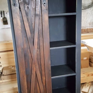 Rustic Barn Door Cabinet: Farmhouse Style Pine Furniture