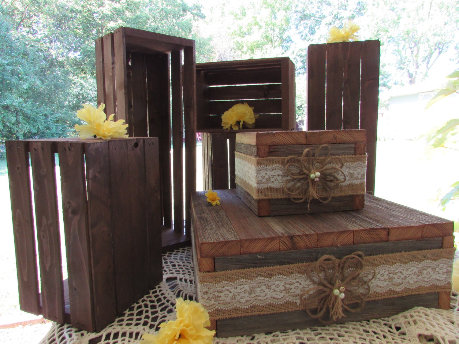 2 tier Cupcake stand crates BUNDLE rustic wedding wedding Etsy