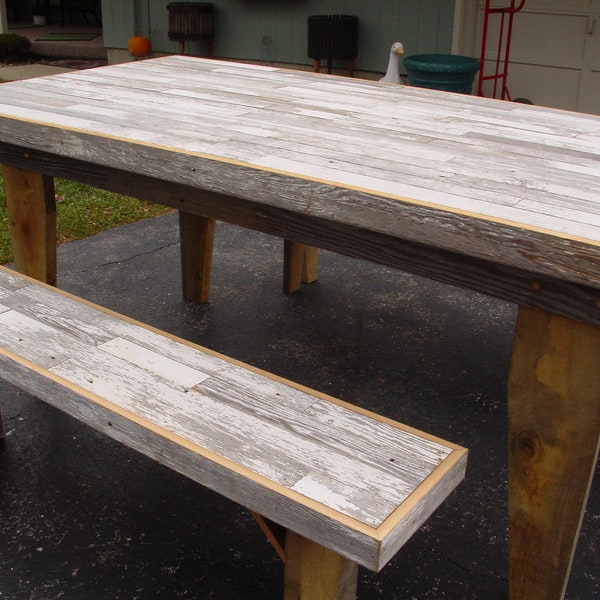 reclaimed dining table barn wood furniture country farm table farmhouse farmers benches