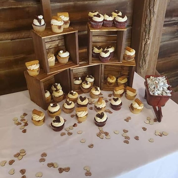 6 Rustic Cupcake Stand 8x8 Wedding Crates Rustic Wedding Etsy
