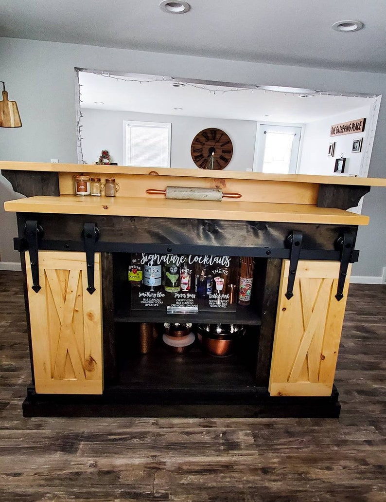 Man Cave Bar / Kitchen Island Bar Furniture W/ Sliding Etsy