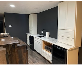 Farmhouse Kitchen Island Bar: Rustic Sliding Barn Door Cabinet