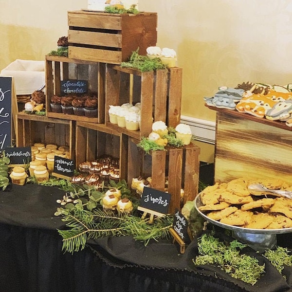 Rustic Wood Crates: 6-Piece Cupcake Stand, Wedding Display (8x8)