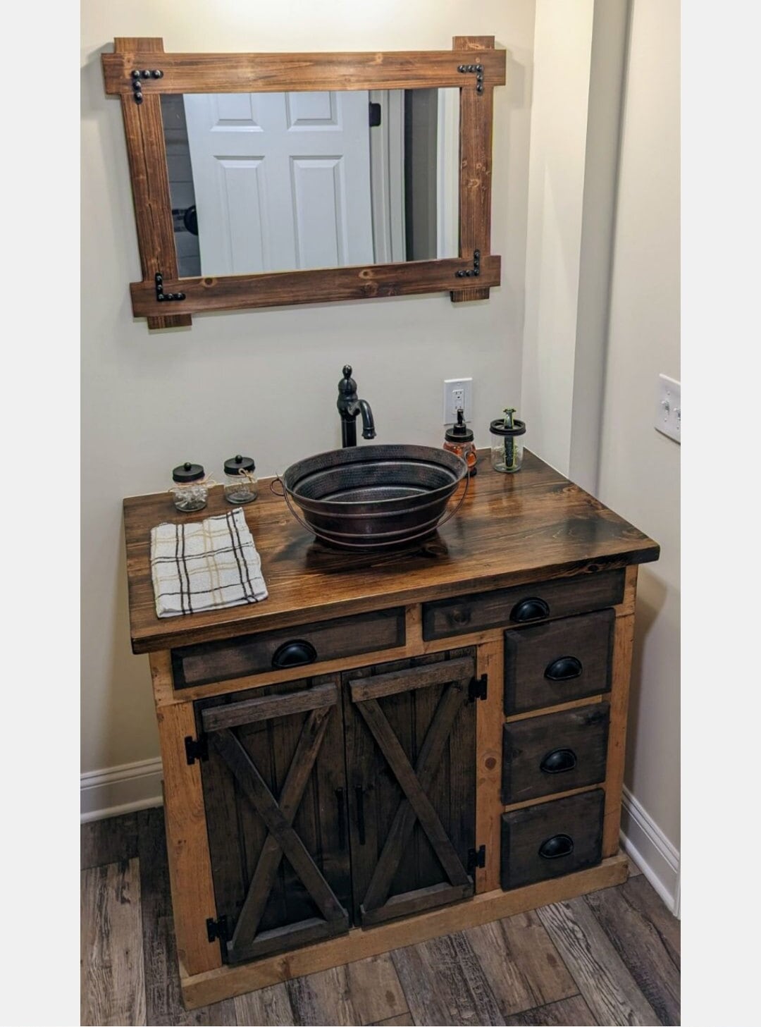Bathroom Vanity Cabinet W/ Barn Doors / Bathroom Decor / Farmhouse ...