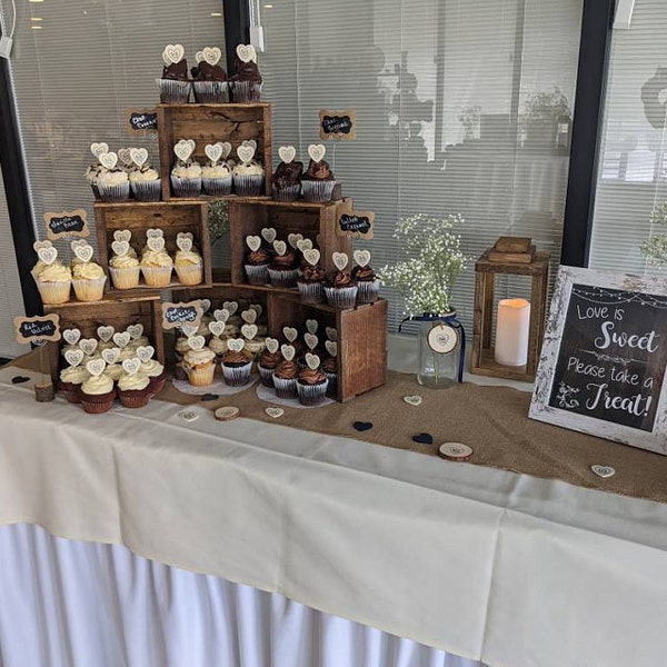 Rustic Wood Cupcake Stand: Wedding Crate Display (Set of 6)