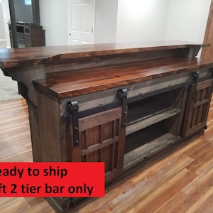 man cave bar / kitchen island bar cabinet furniture w/ sliding barn doors / country furniture / farmhouse furniture /  rustic furniture