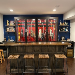 man cave bar / kitchen island bar cabinet furniture w/ sliding barn doors / country furniture / farmhouse furniture /  rustic furniture