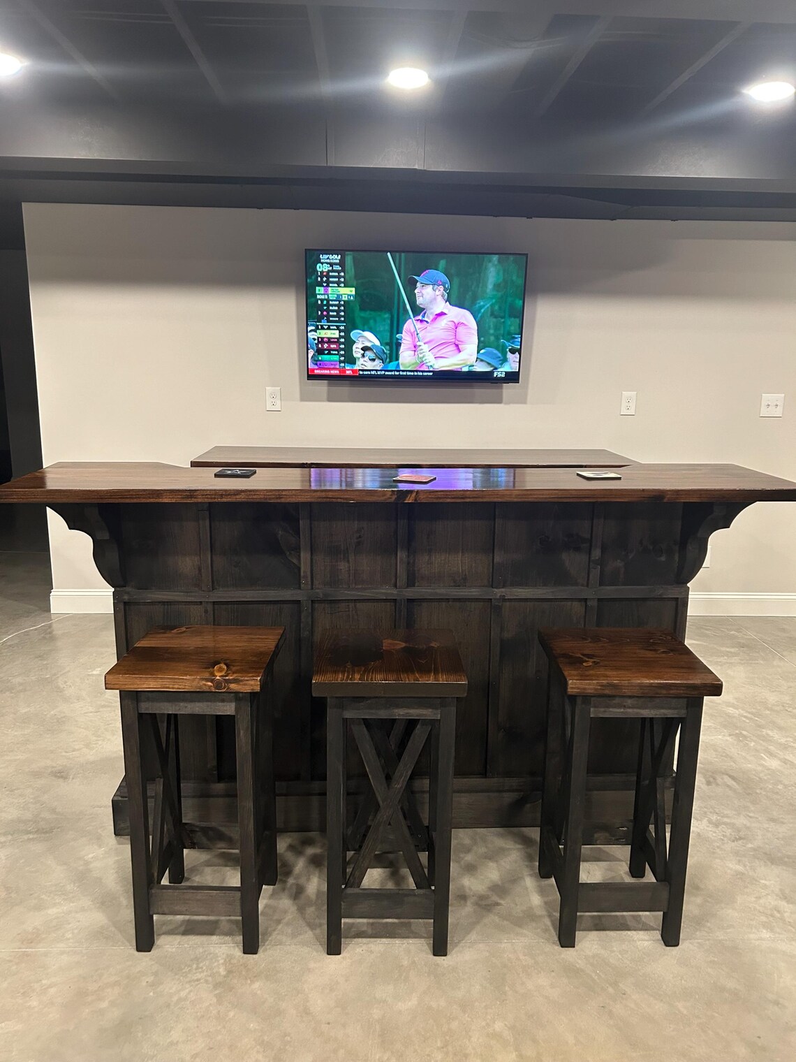 Bar Back Cubbies Rustic Bar & Back Bar Set: Solid Wood Man Cave Furniture - Etsy