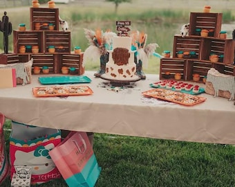 Rustic Wood Cupcake Stand Crates: Wedding Cake Display (Set of 6, 8x8in )