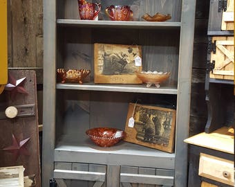 Distressed Pine Farmhouse Hutch: Rustic Country Bookcase