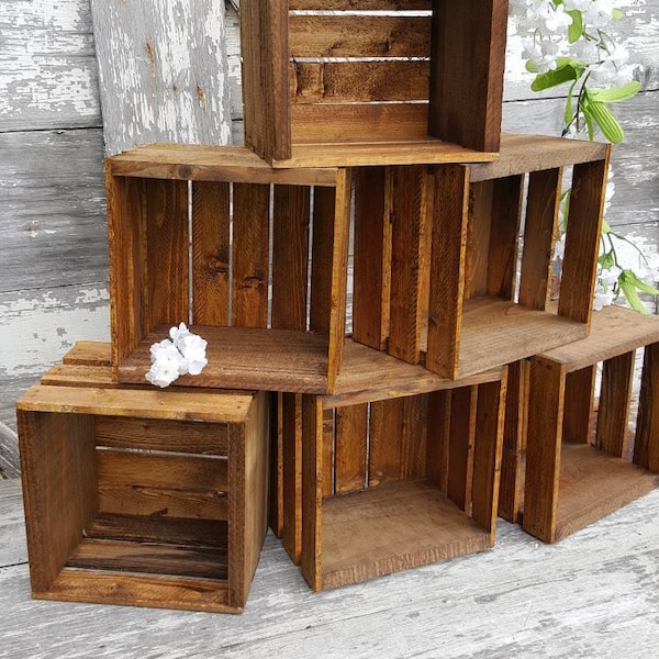 Rustic Wood Cupcake Stand: 6 Wedding Crate Display (8x8)