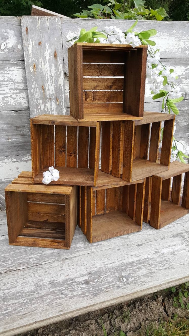 Wood Crates Wooden Crates 6 Rustic Cupcake Stand 8x8 Wedding Etsy