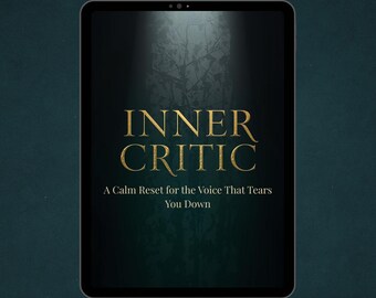 Resetkit voor innerlijke criticus voor negatieve zelfpraat en overpeinzingen: werkboek zelfvertrouwen, planner, piano mp3, blad noodrust