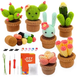 Beginner Crochet Kit with Pattern & Materials | DIY Amigurumi Craft Set with Yarn, Hook, Eyes and Tutorial for Cute Handmade Toys