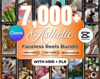 Bundel 7000+ gezichtsloze rollen, video's, gezichtsloze marketing, gezichtsloze rollen, gezichtsloze video, esthetische rollen, digitale marketing, MRR/PLR, canva