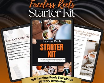 Faceless Reels Starter Kit met PLR MRR Instagram Reels Guide met haken, hoezen, tips en gezichtsloze contentplanner voor 30 dagen