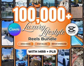 Paket mit über 100.000 Luxus-Lifestyle-Video-Reels, Faceless Clip Content Pack (MRR + PLR)