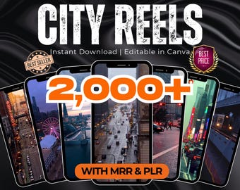 Meer dan 2000 City Reels-bundel Urban Aesthetic korte video's, master-wederverkooprechten, TikTok Reels Shorts | Filmisch digitaal downloadpakket