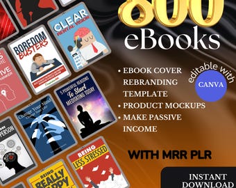 800+ eBook-megabundel met master-resellrechten | MRR PLR Digitale downloads over zelfhulp, bedrijven, marketing en wellness