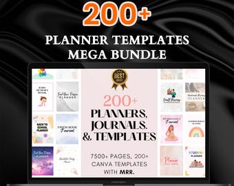 Megabundel van 200+ plannersjablonen met master-resellrechten | Afdrukbare en digitale agenda's voor gebruik Canva PDF tablet iPad