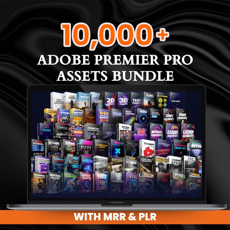 Premiere Pro Assets: 10,000+ Mega Bundle with Master Resell Rights | Transitions Effects LUTs Titles Templates for Video Editing Creators