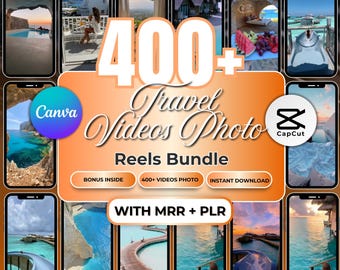 Paket mit über 400 Reisevideos, gesichtslose digitale Marketingvideos für Instagram (MRR + PLR)