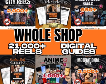 21.000+ Whole Shop-bundel Virale videocontent Megabundel met masterwederverkooprechten, volledige shop digitale download voor TikTok, rollen, shorts