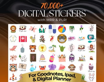 Über 70.000 digitale Sticker-Bundle für GoodNotes iPad Planner, vorgeschnittene PNGs (MRR + PLR)
