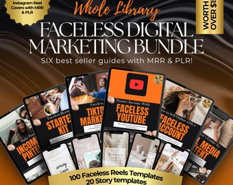 Faceless Digital Marketing: 6x Done for You-gidsbundel met PLR MRR bewerkbare digitale producten voor gezichtsloze branding en contentcreatie