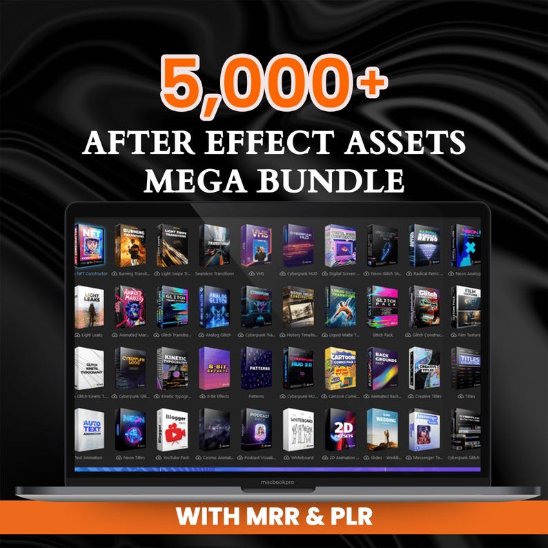 After Effects Assets: 5,000+ Mega Bundle with Master Resell Rights | Adobe Video Templates Transitions Titles Effects Presets for Creators