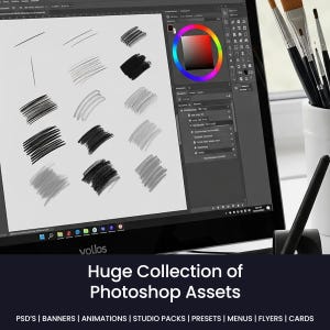 Adobe Photoshop Assets: 5,000+ Mega Bundle with Master Resell Rights | Brushes Textures Overlays Actions Templates for Designers & Creators