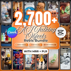 2700+ AI Talking Object Faceless Reels Bundle, Videos with MRR and PLR Rights