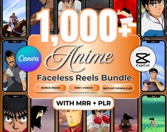 Más de 1000 videos virales de anime en formato megapack para Instagram, TikTok y YouTube Shorts con licencia MRR PLR, descarga digital de contenido de video de anime.