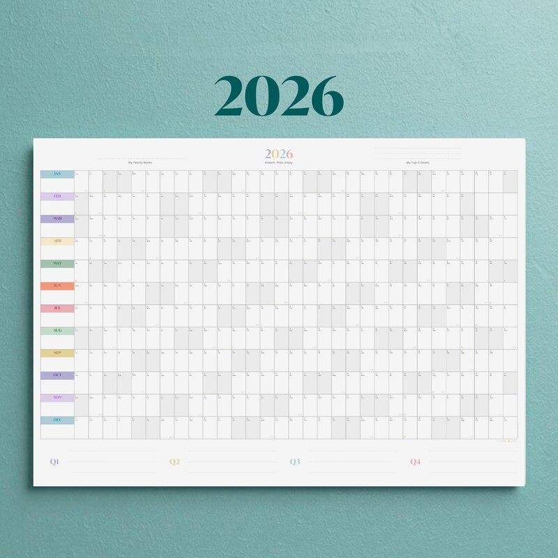 Yearly wall calendar 2026 a0 - Etsy.de