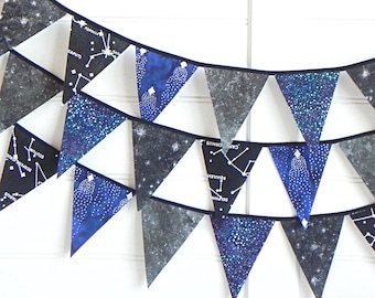 Celebrate in Cosmic Style with Constellation Map Bunting Garland Flags. Perfect for Weddings, Nurseries, Birthdays, Baby Showers & Classroom