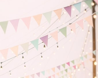Sea Glass Wedding Bunting – 5 Fabric Garlands, 60ft of Bright Pastel Whimsy, Featured on Something Turquoise