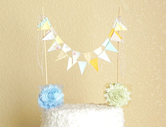 Vintage Floral Cake Bunting Banner Topper for Cottage Garden Baby Shower, Country Chic Wedding, Carnival Birthday Party Mini Garland Il_570xn