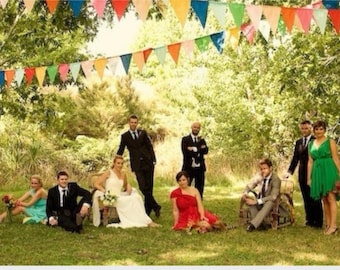 Fabric Garland Banner – Vintage Carnival Party Decor – 12ft of Reusable Fabric Bunting, Whimsical Color Mix