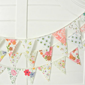 Vintage Floral Fabric Bunting Garland for Baby Showers, Weddings, and Spring Home Decor Handmade Country Garland with Shabby Chic Vibes image 3