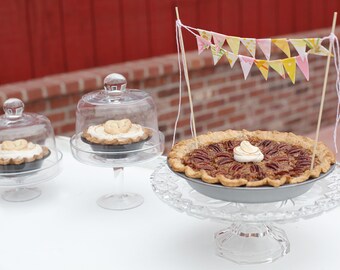 Vintage Fabric Cake Bunting, Raw Edge Banner Topper in Two or Three Strands, Heirloom Textile Decor for Showers, Dinners & Celebrations