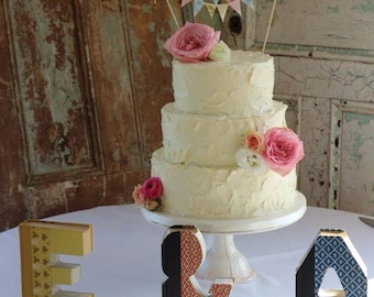 Fabric Cake Bunting Topper | Mini Sewn Garland in Custom Colors | 1–3 Strand Cake Banner for Whimsical Birthdays, Weddings & Celebrations