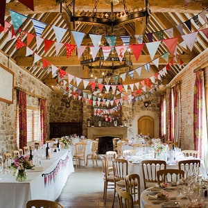 Upcycled Fabric Bunting Garlands 60ft Eco-Friendly Decor, Vintage Carnival & Cottage Aesthetic, Featured in Ecozine Magazine image 9